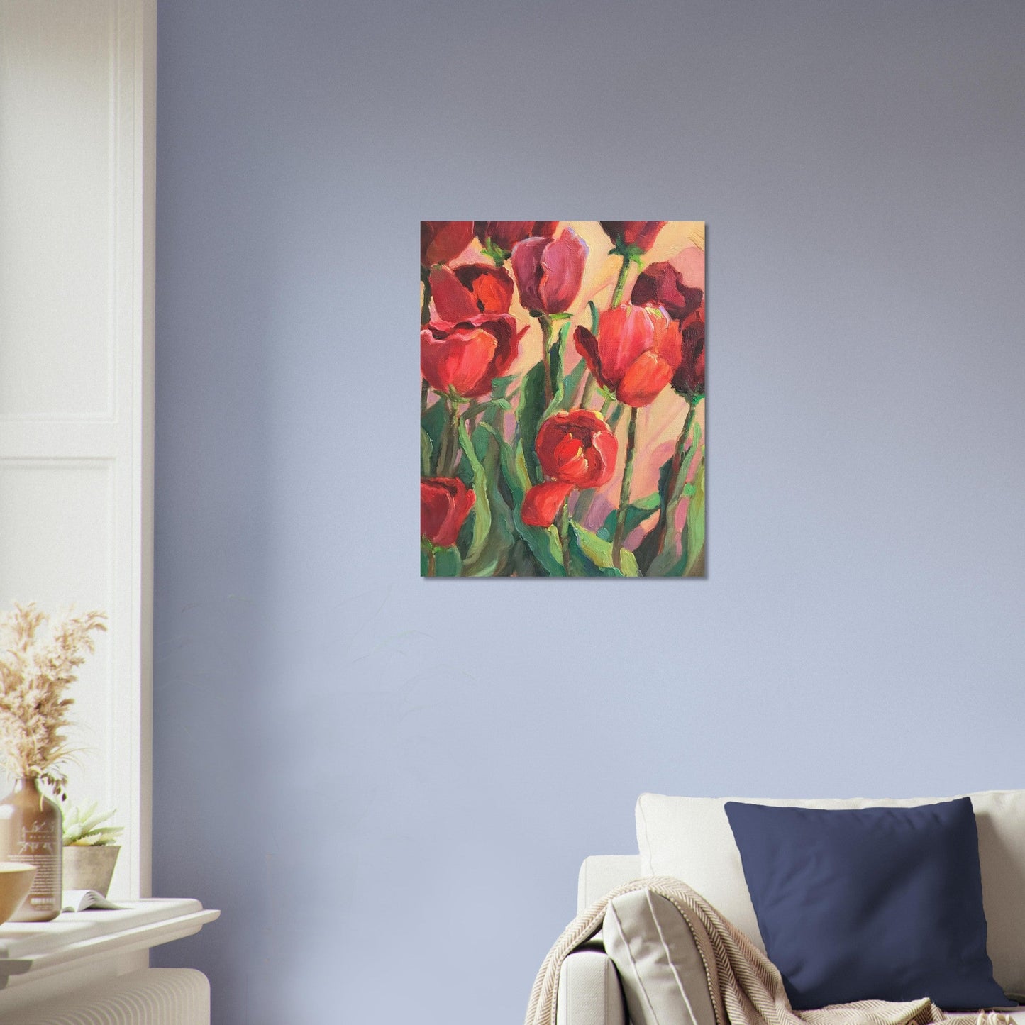'Tulips' Floral I 16x20 Museum-Quality Matte Paper Poster | Original Artwork by American Artist Barbara Cleary (Fall Collection)