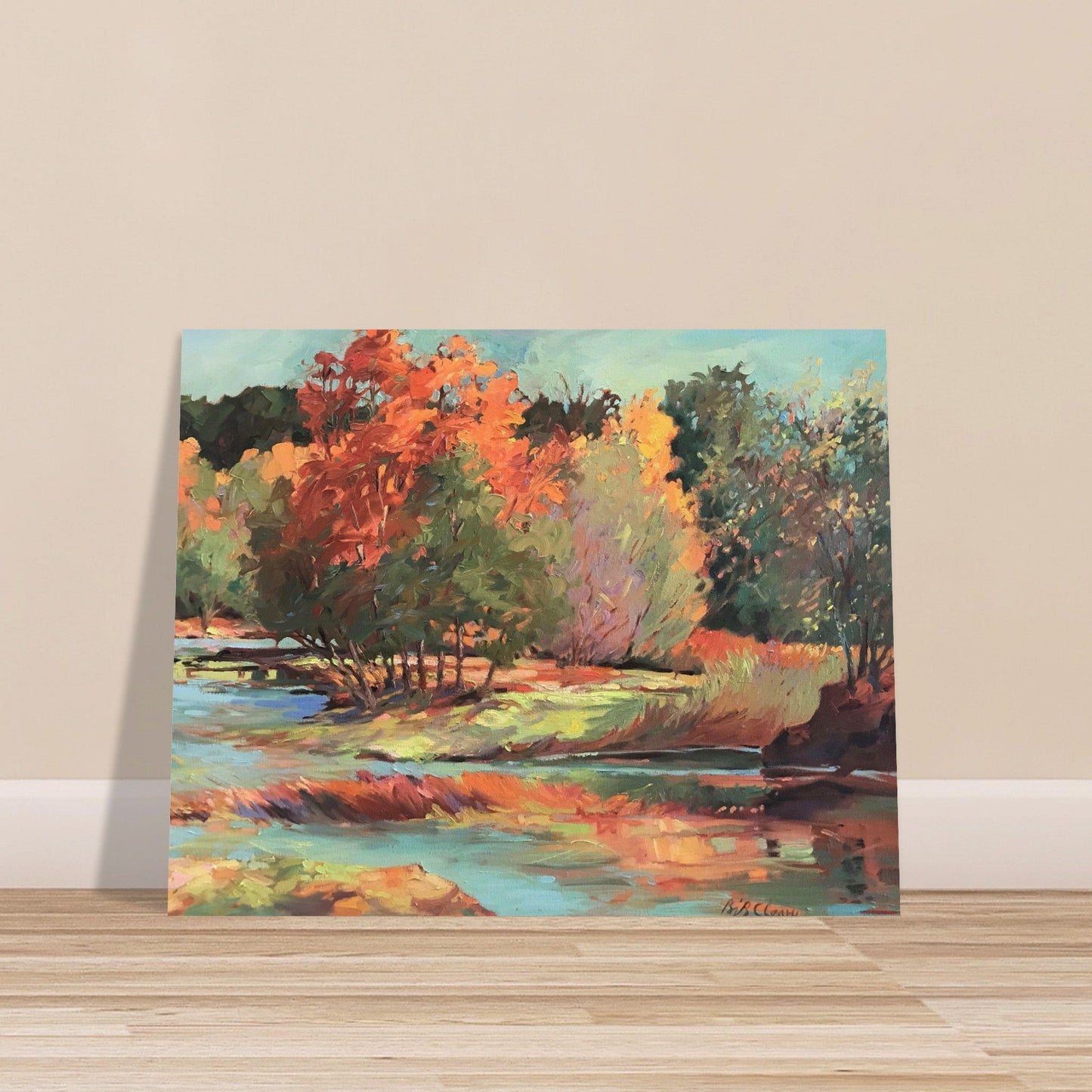 'Along the Illinois' Landscape I 16x20 Museum-Quality Matte Paper Poster | Original Artwork by American Artist Barbara Cleary (Fall Collection)