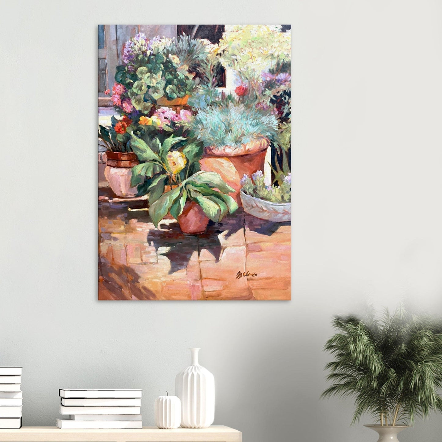 'Garden Serenity' Floral I 28x40 inch Art Print on Canvas I Original Artwork by American Artist Barbara Cleary