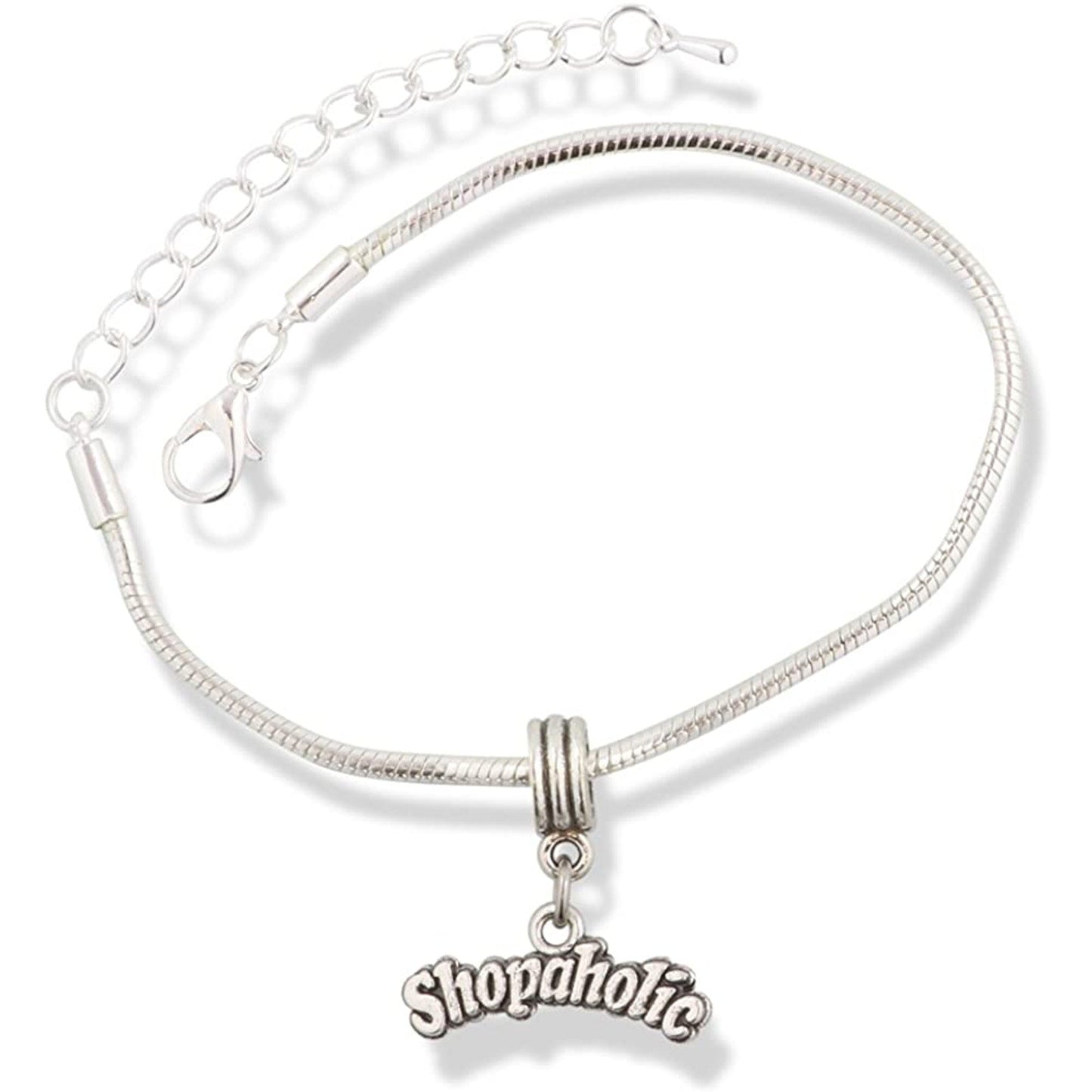 Shopoholic Text Shopping Addiction Charm Bracelet