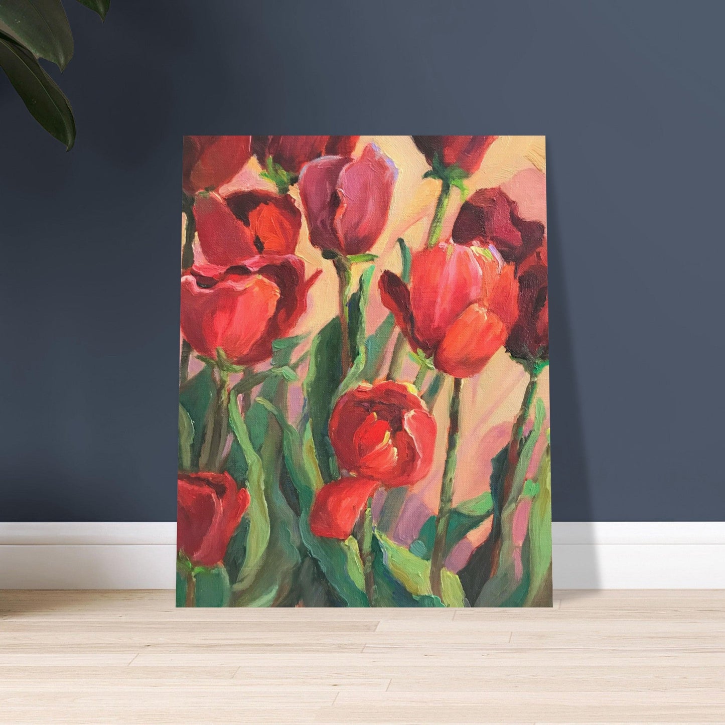 'Tulips' Floral I 16x20 Museum-Quality Matte Paper Poster | Original Artwork by American Artist Barbara Cleary (Fall Collection)