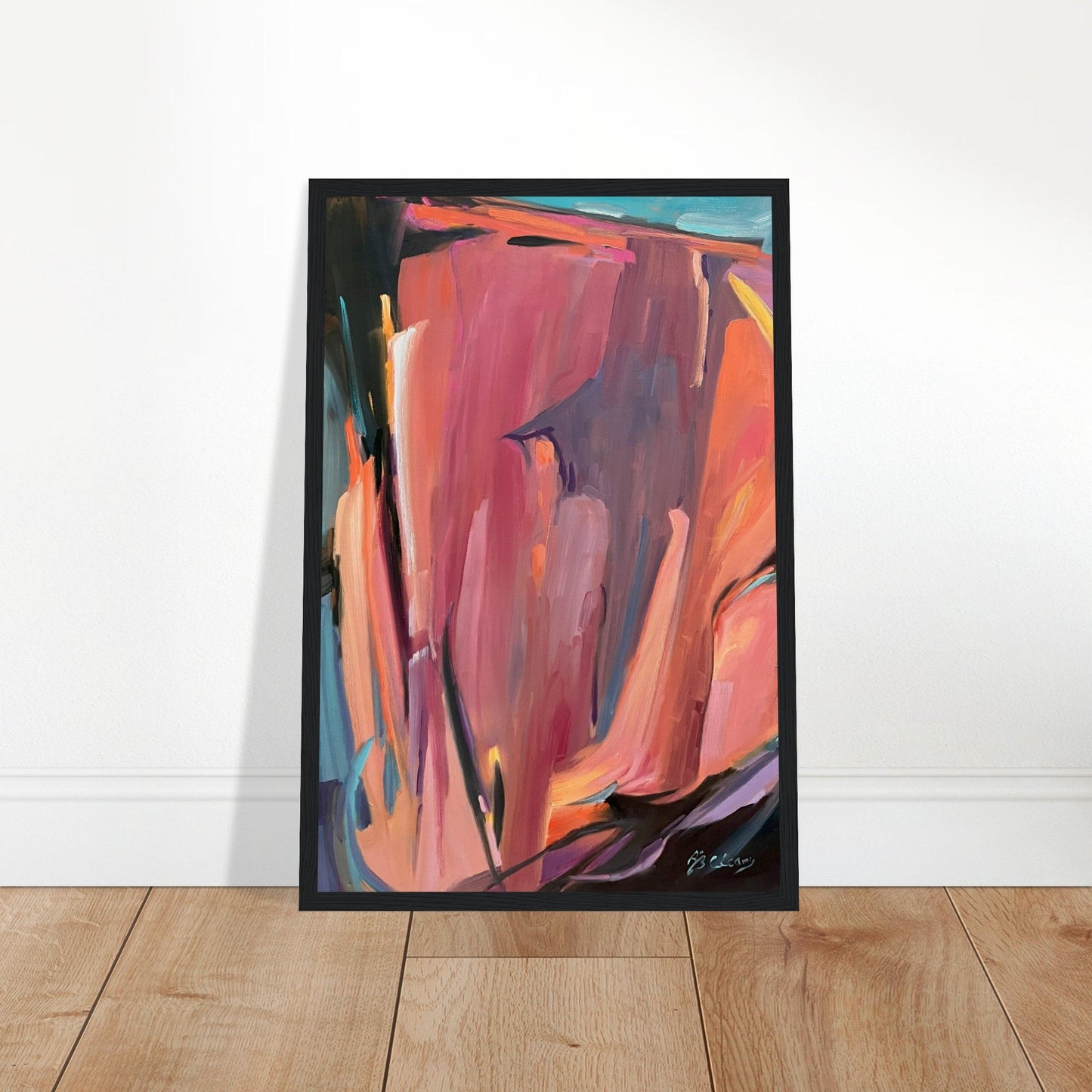 "Colorscape 1" 12x18 Abstract Art Print Wooden Framed I Original Artwork by Barbara Cleary