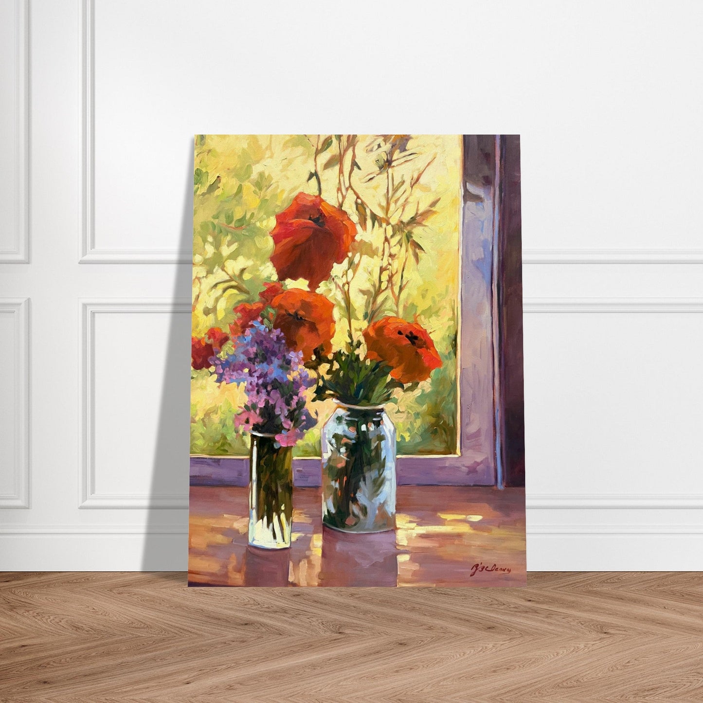 'Morning Light Poppies' Floral I 18x24 Museum-Quality Matte Paper Poster | Original Artwork by American Artist Barbara Cleary