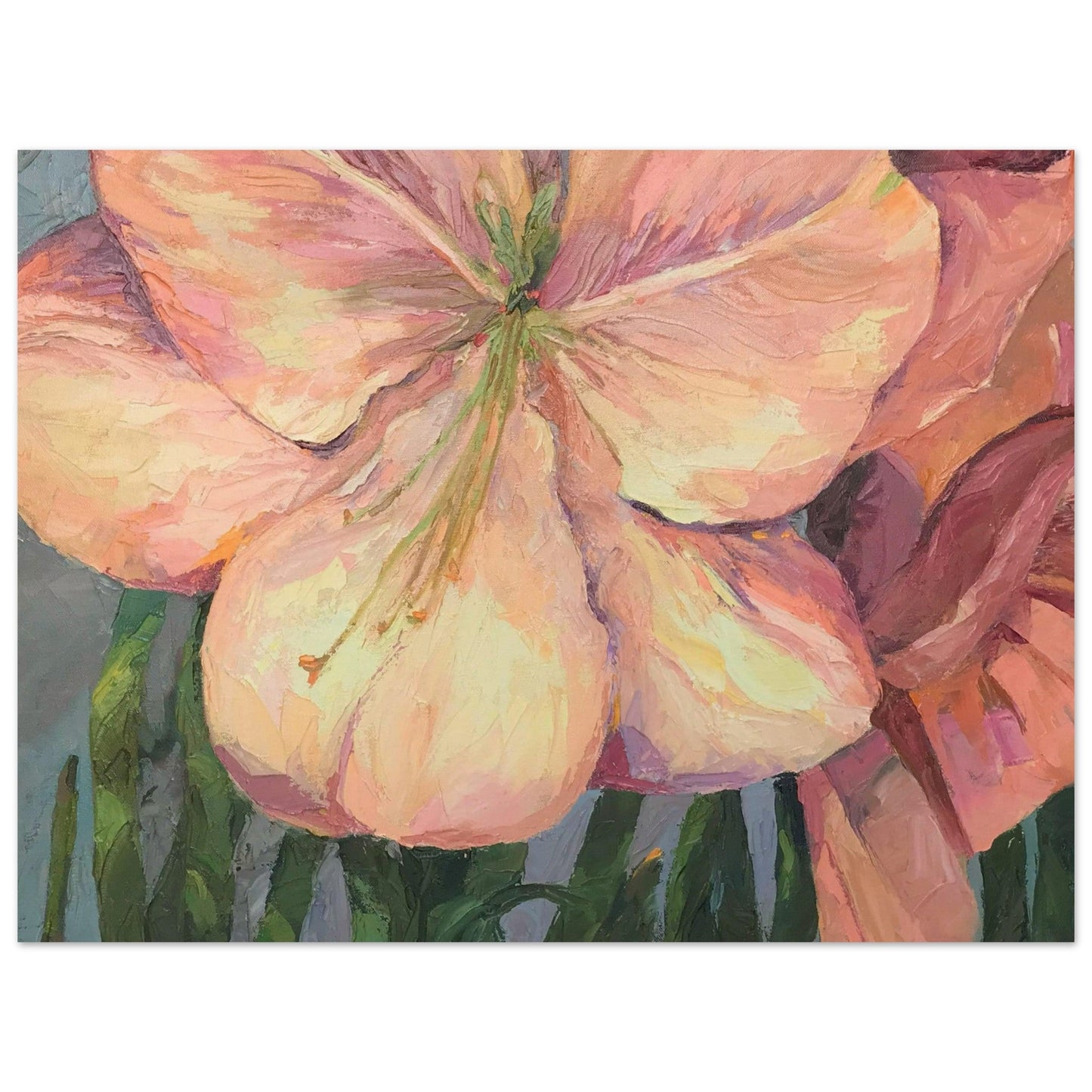 'Amaryllis 1' Floral I 18x24 Museum-Quality Matte Paper Poster | Original Artwork by American Artist Barbara Cleary