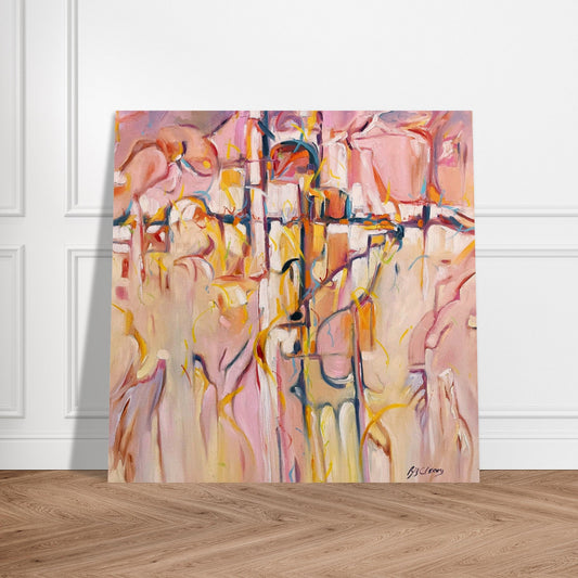 'Abstract Pueblo' Abstract I 16x16 Museum-Quality Matte Paper Poster | Original Artwork by American Artist Barbara Cleary