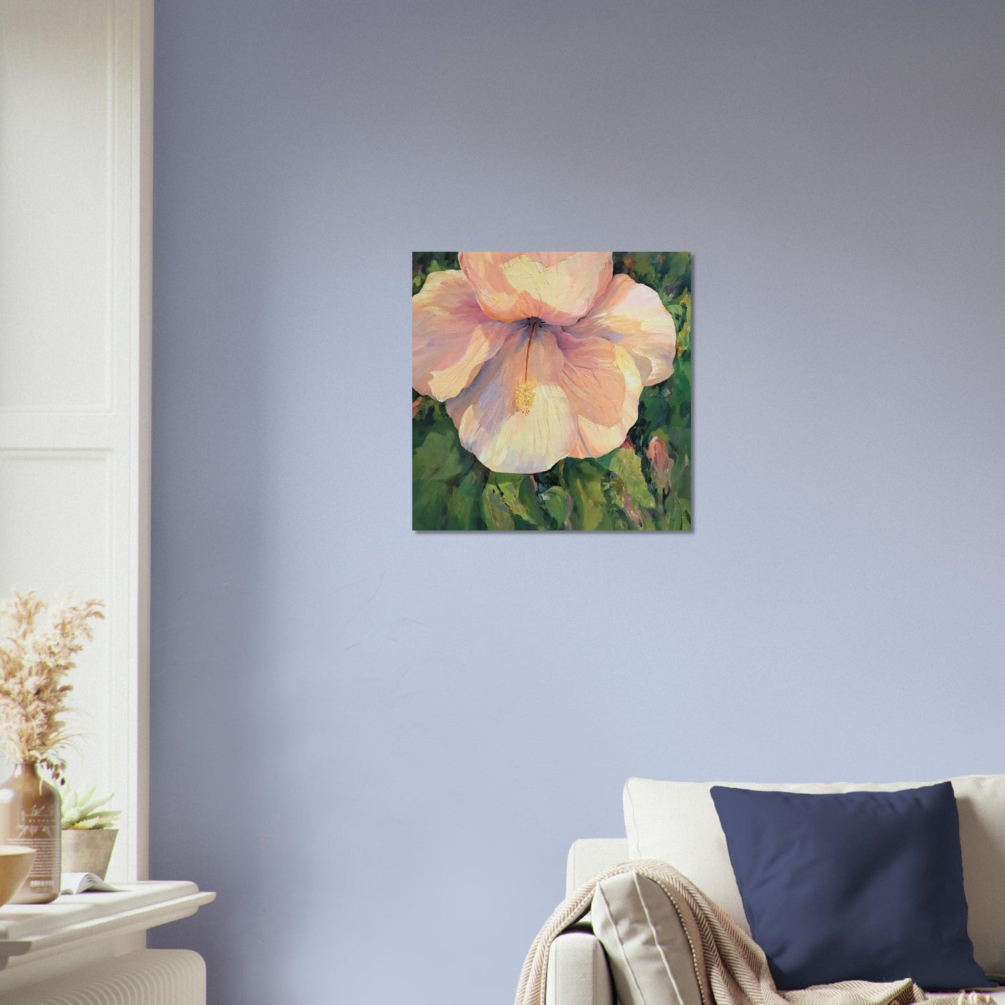 'Hibiscus' Floral I 16x16 Museum-Quality Matte Paper Poster | Original Artwork by American Artist Barbara Cleary