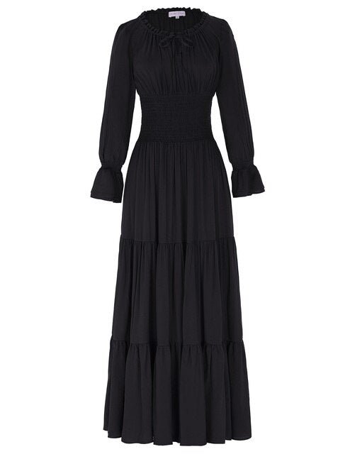 Belle Poque Women Dresses Long Sleeve Comfortable Rayon Renaissance Dresses Summer Maxi Dress Sexy Ruched Summer Autumn New Lady