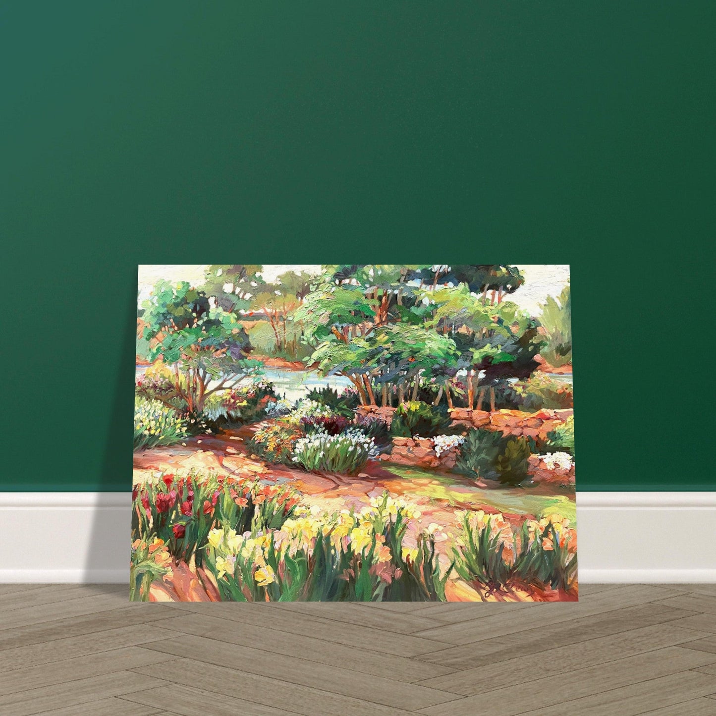 'Garden Serenity' Floral I 24x32 Museum-Quality Matte Paper Poster | Original Artwork by American Artist Barbara Cleary