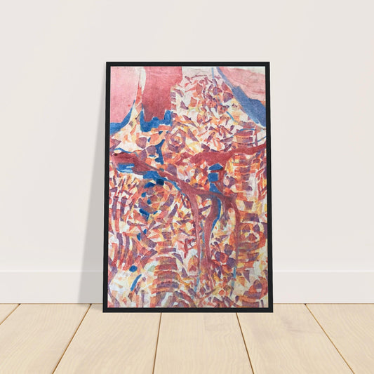 'Abstract Fusion' Abstract I 16x24 Wooden Framed Art Print | Original Artwork by American Artist Barbara Cleary