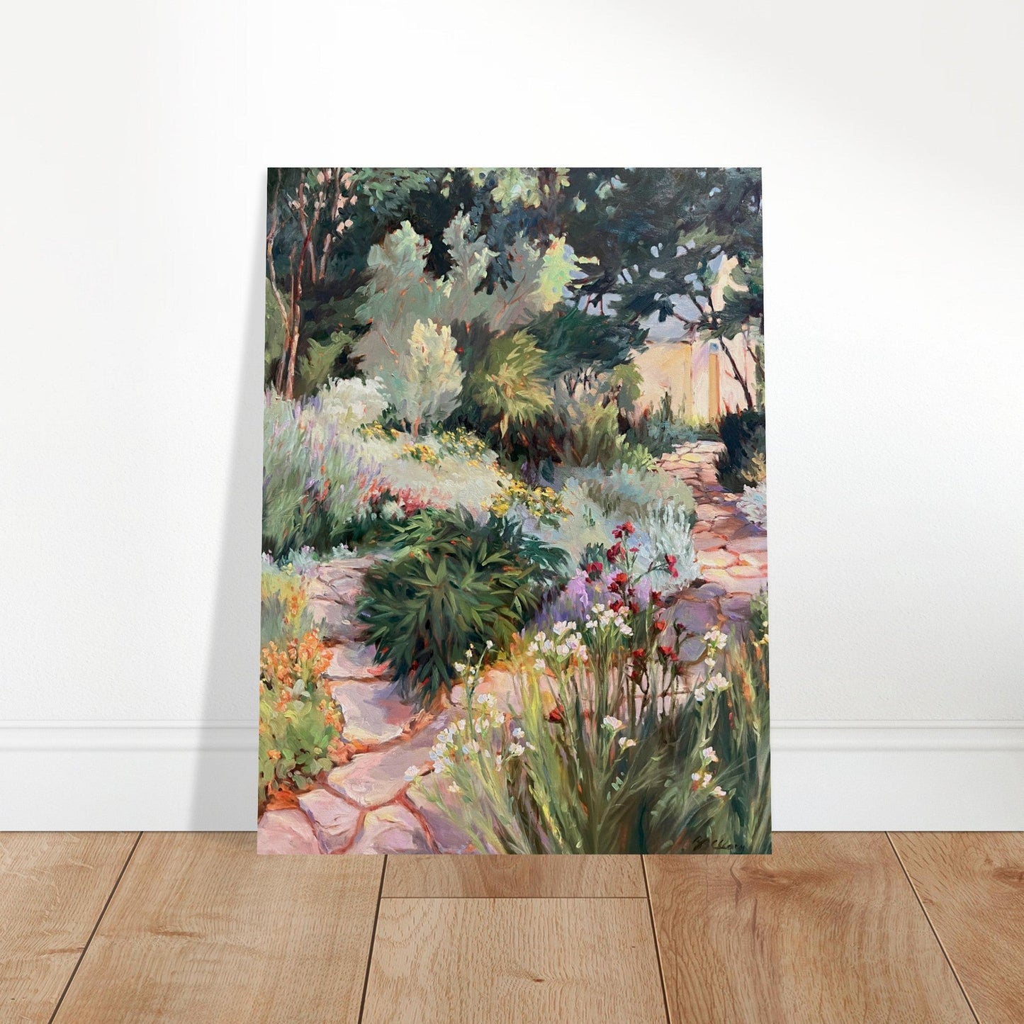 'Garden Path' Floral I 12x16 Museum-Quality Matte Paper Poster | Original Artwork by American Artist Barbara Cleary