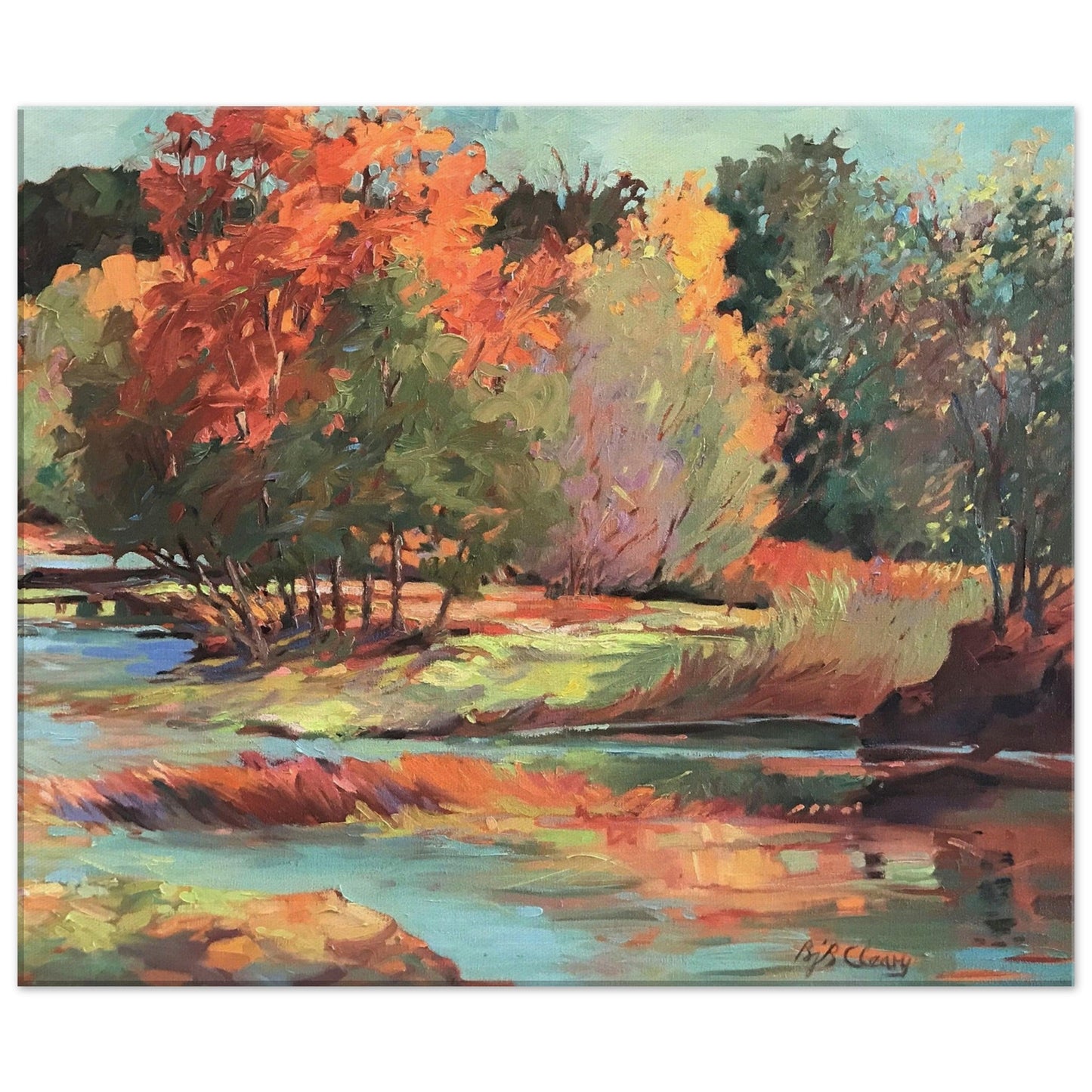'Along the Illinois' Landscape I 20x24 inch Art Print on Canvas I Original Artwork by American Artist Barbara Cleary I F63