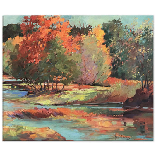 'Along the Illinois' Landscape I 20x24 inch Art Print on Canvas I Original Artwork by American Artist Barbara Cleary I F63