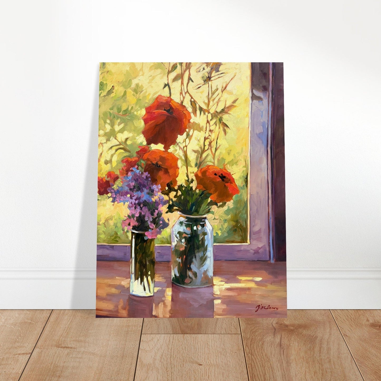 'Morning Light Poppies' Floral I 18x24 Museum-Quality Matte Paper Poster | Original Artwork by American Artist Barbara Cleary