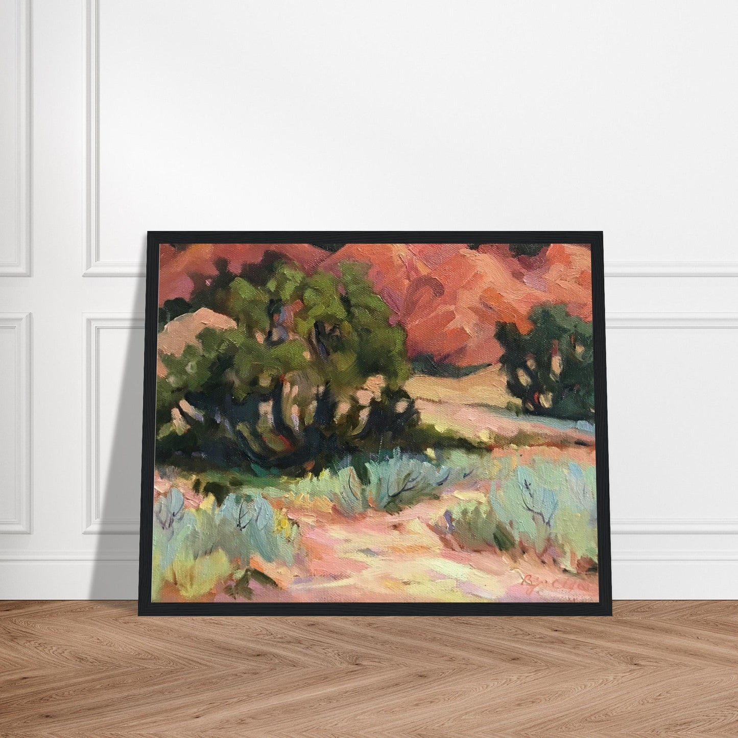 ‘Mesa at Ghost Ranch’ Southwestern Landscape | 16x20 Wooden Framed Art Print | Original Artwork by American Artist Barbara Cleary