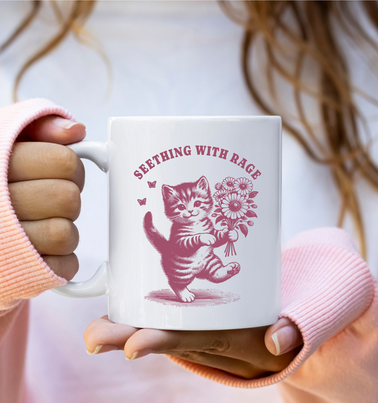 "Seething with Rage" Cute Kitty Ceramic Coffee Mug