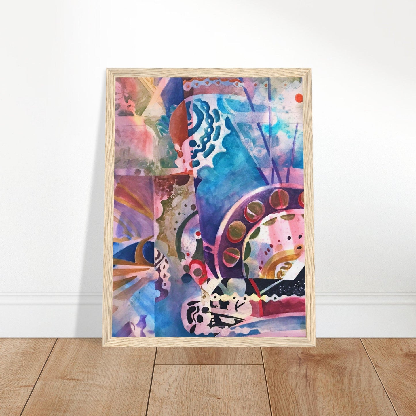 'Kaleidoscope' Abstract I 12x16 inch Wooden Framed Art Print  I Original Artwork by American Artist Barbara Cleary