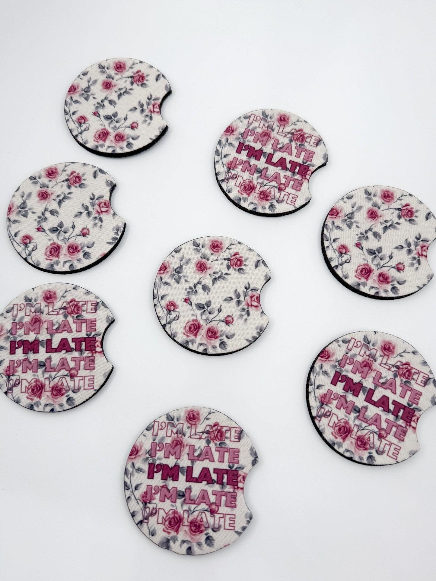 Cute Car Coasters - Set of 2 | I'm Late Car Coasters