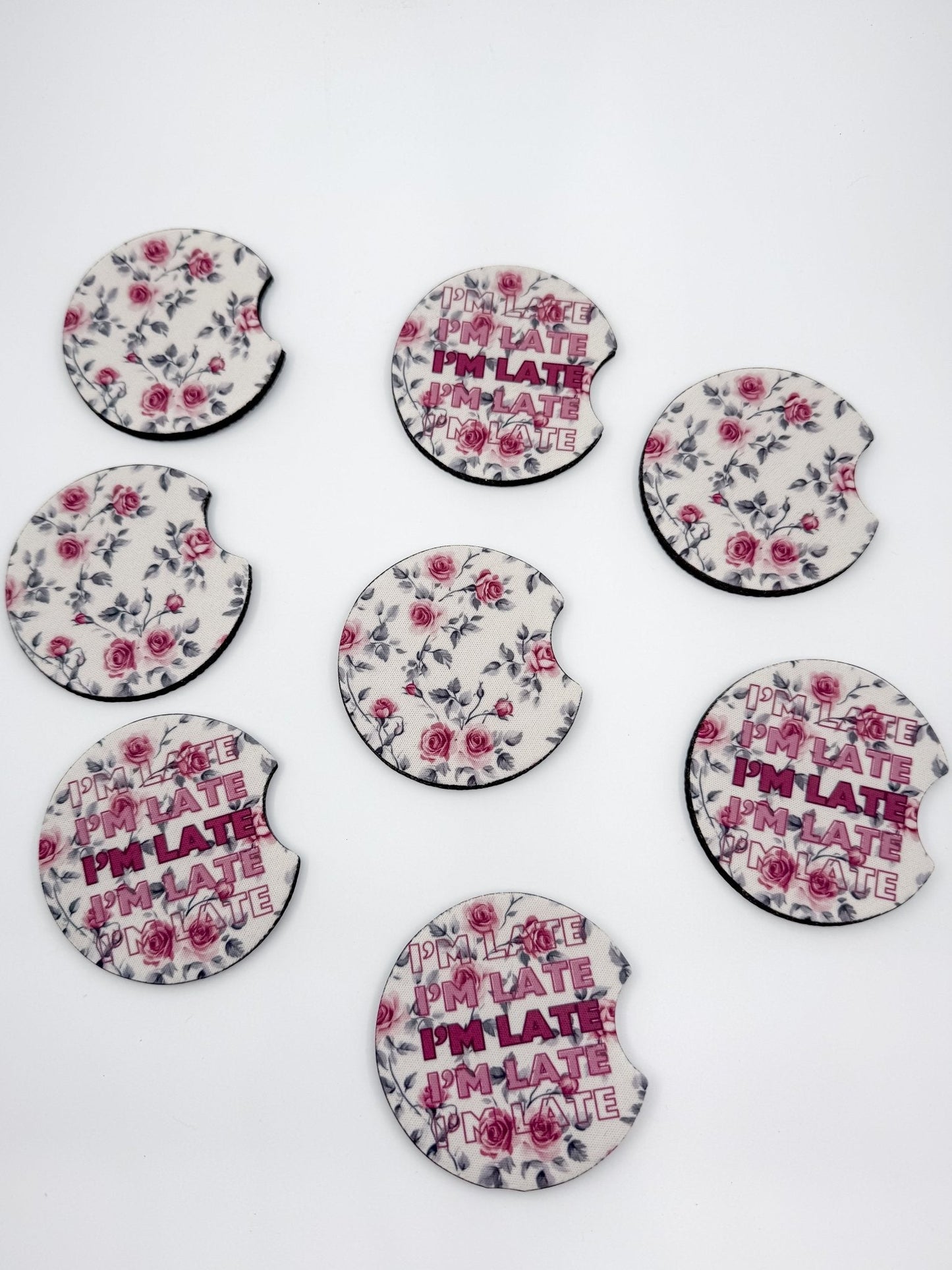 Cute Car Coasters - Set of 2 | I'm Late Car Coasters