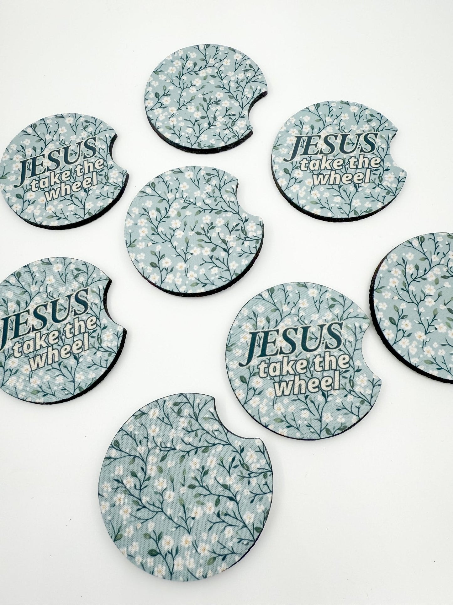 Cute Car Coasters - Set of 2 | Jesus Take the Wheel