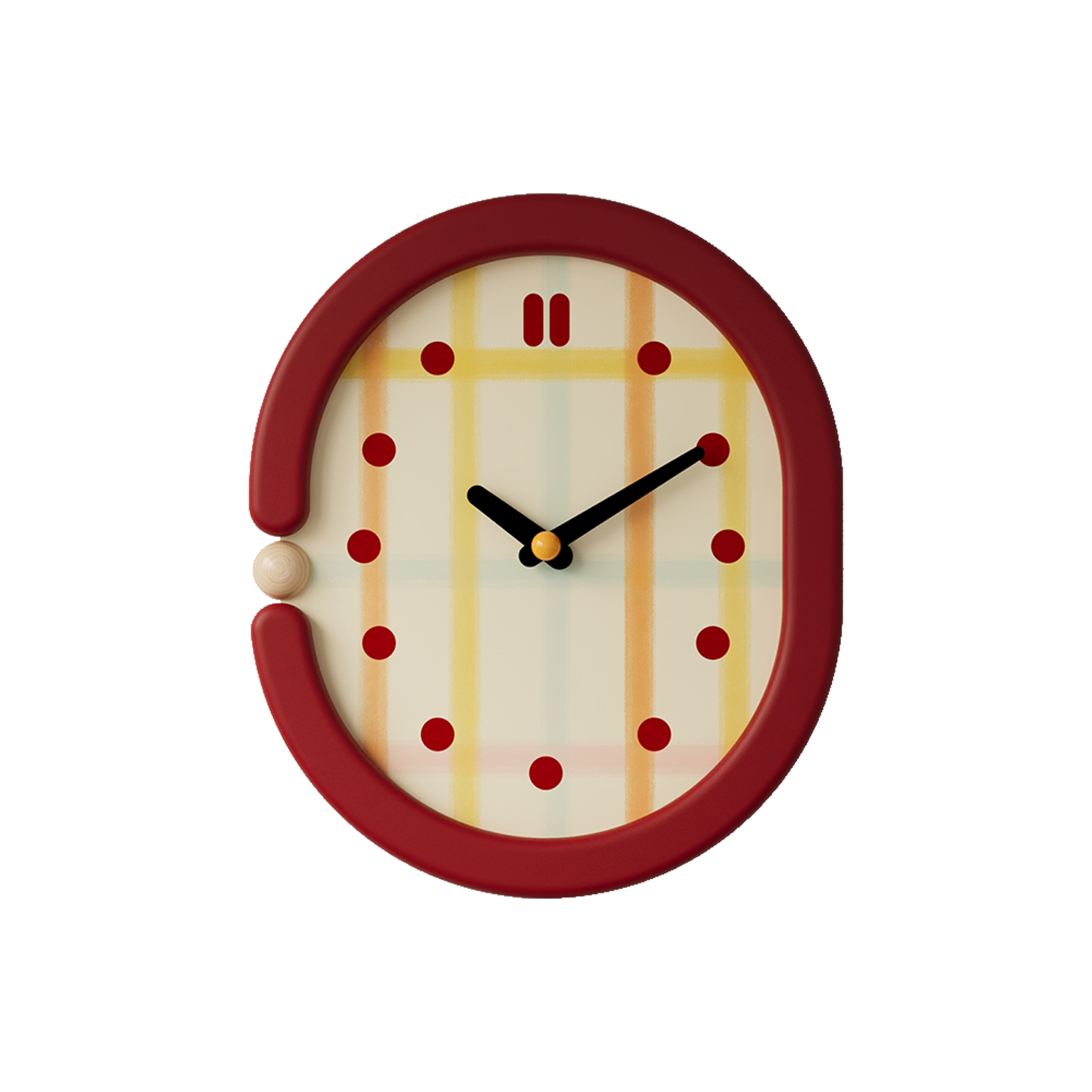 Red Grid Wall Clock
