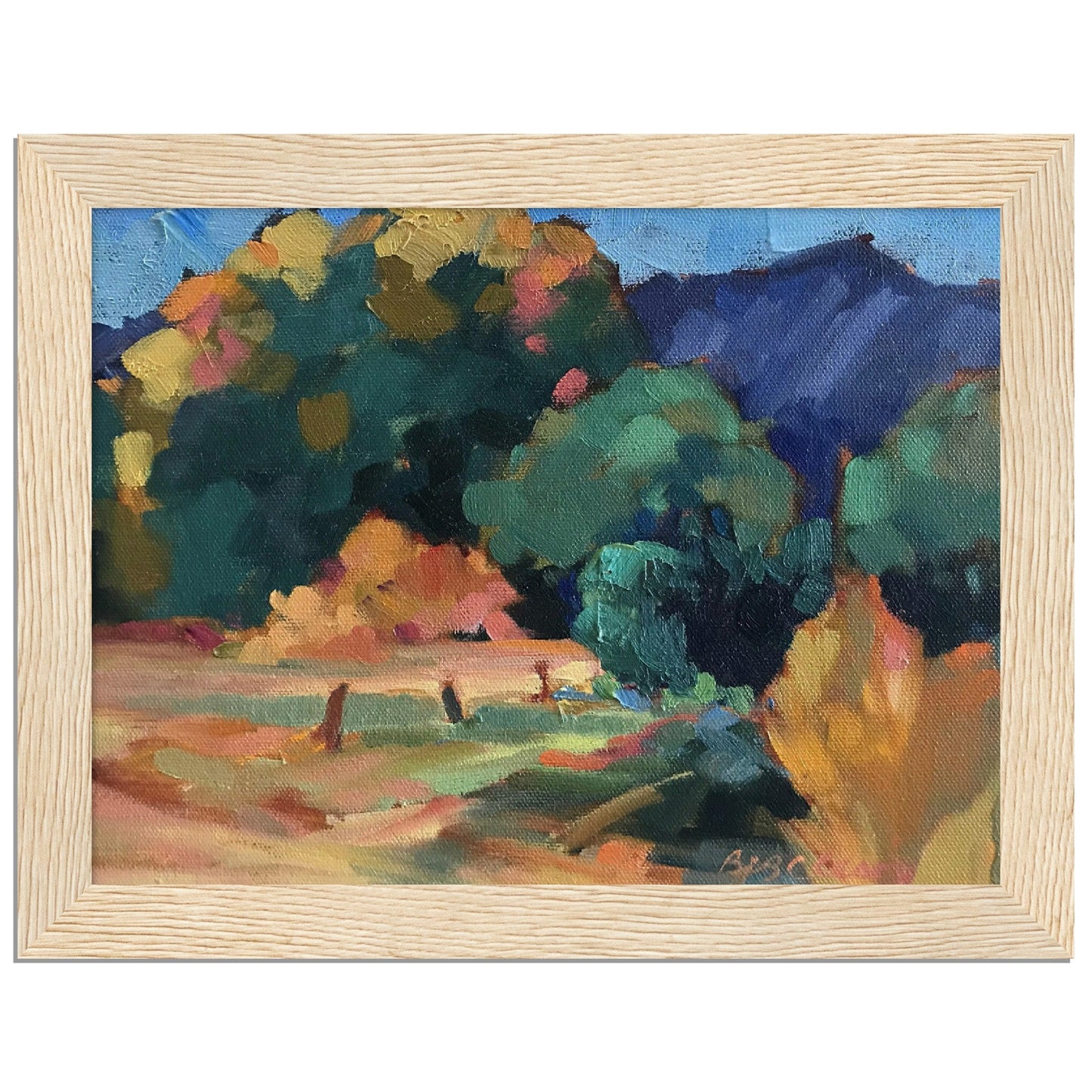 'New Mexico Meadow' Landscape I 6x8 or 8x12 inch Wooden Framed Southwest Art Print I Original Artwork by American Artist Barbara Cleary