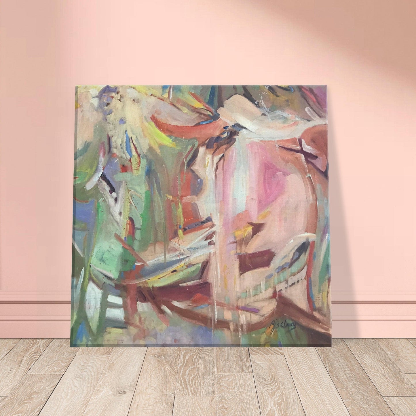 ‘All Seasons’ Abstract I 12x12 inch Art Print on Canvas I Original Artwork by American Artist Barbara Cleary