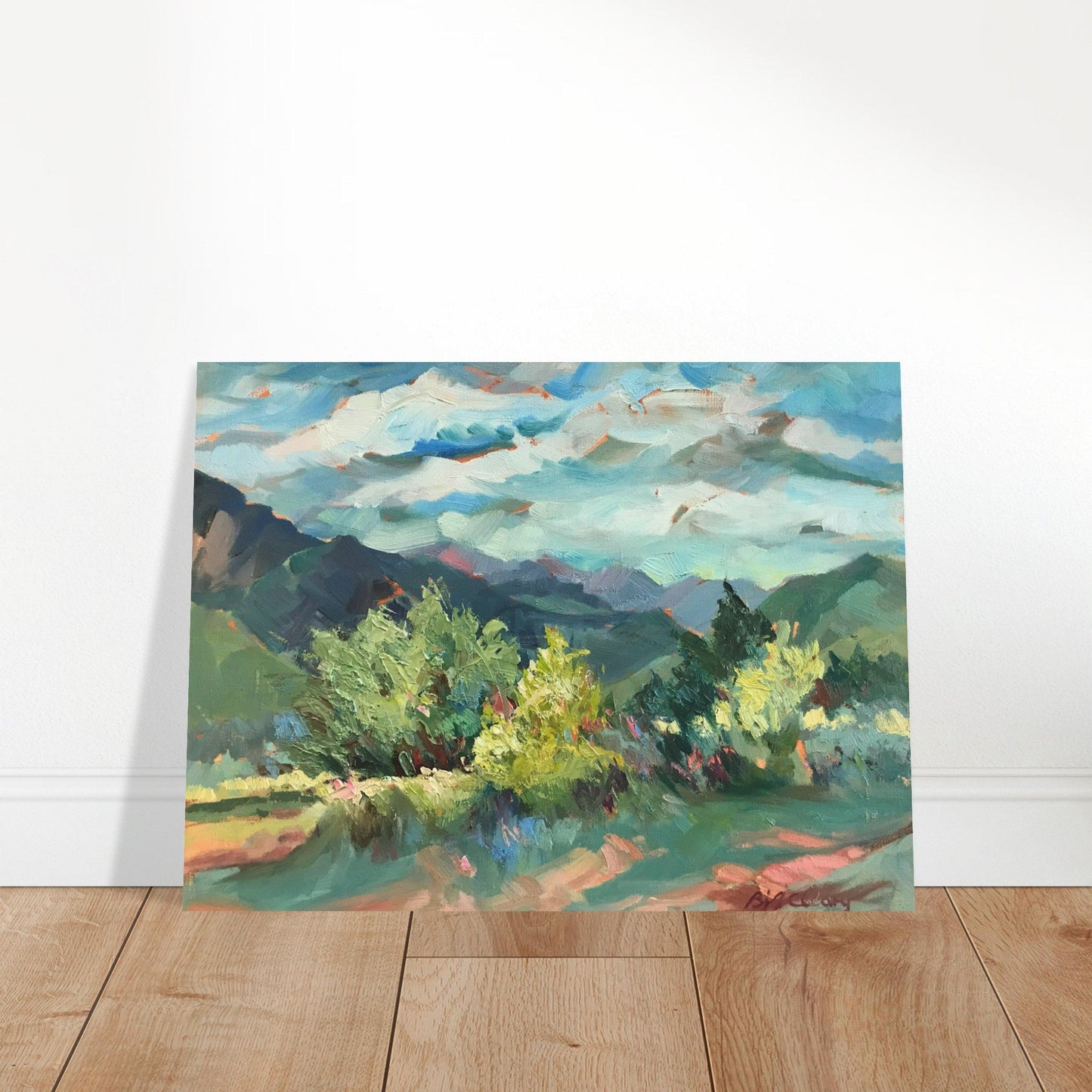 'Pueblo Lands Plein Air' Landscape I 18x24 Museum-Quality Matte Paper Poster | Original Artwork by American Artist Barbara Cleary