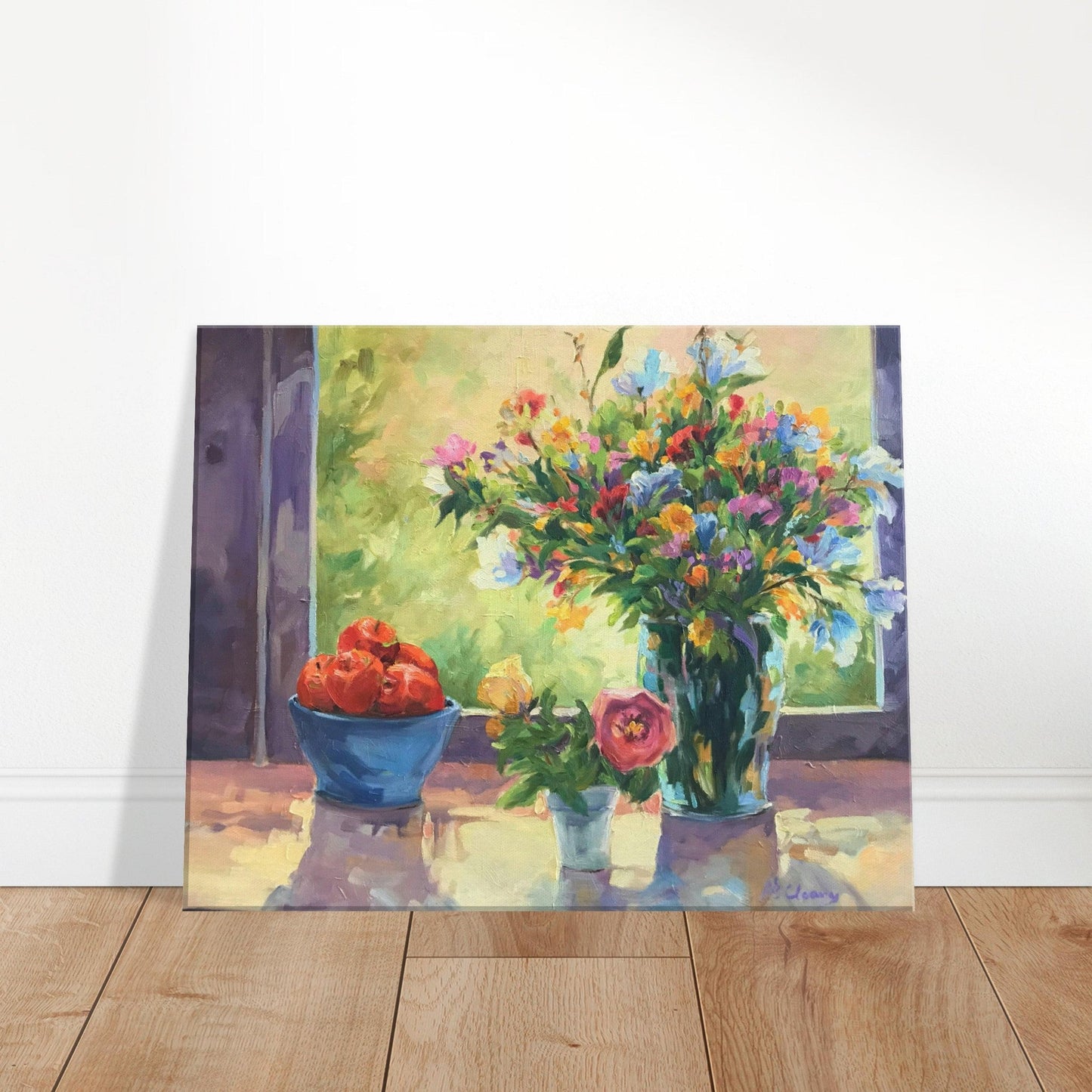 'Myrna's Apples' Still Life Floral I 16x20 inch Art Print on Canvas I Original Artwork by American Artist Barbara Cleary