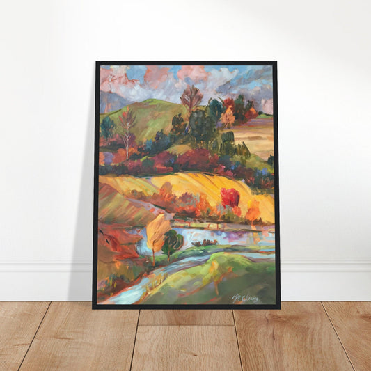 'Transitions' Landscape I 18x24 inch Wooden Framed Art Print I Original Artwork by American Artist Barbara Cleary