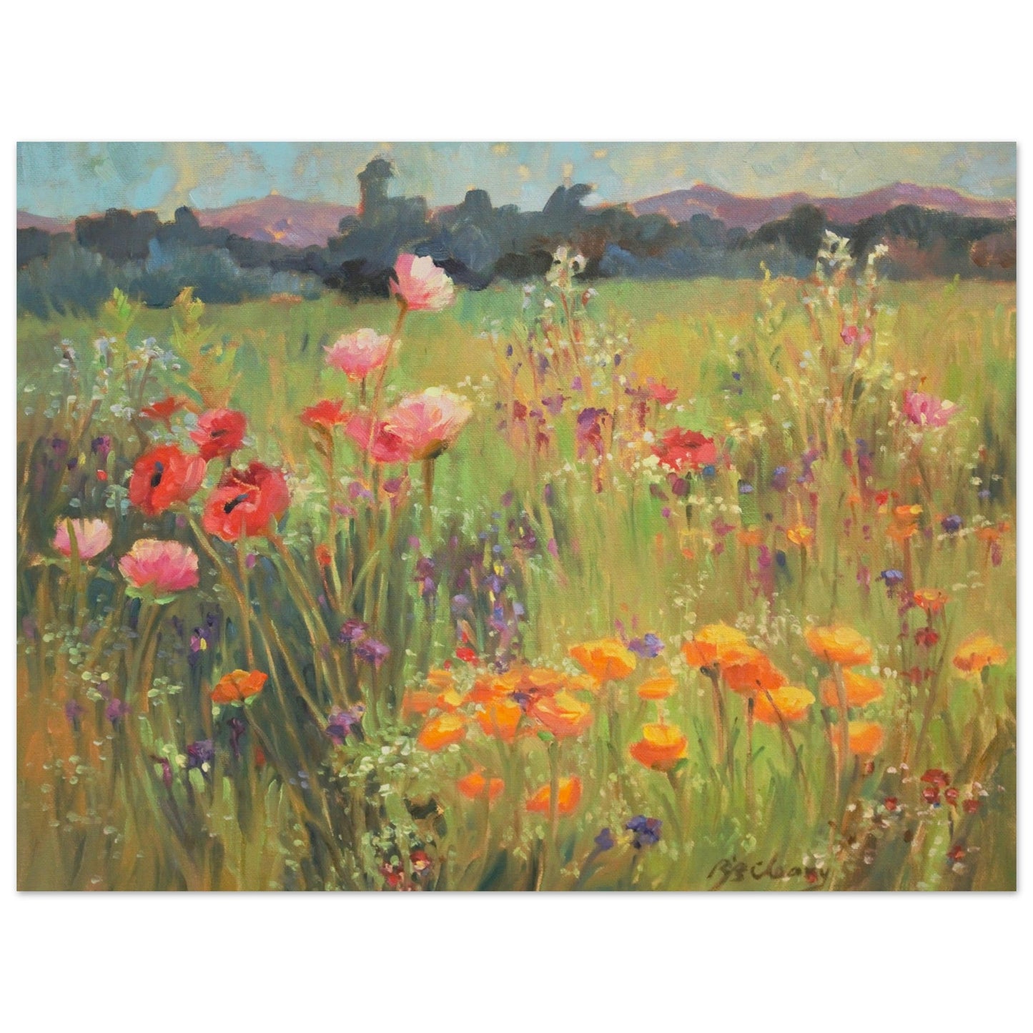 'Field of Poppies' I 12x16 Museum-Quality Matte Paper Poster | Original Artwork by American Artist Barbara Cleary