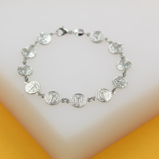 Gold & Rhodium Jesus Christ Charms Bracelet
