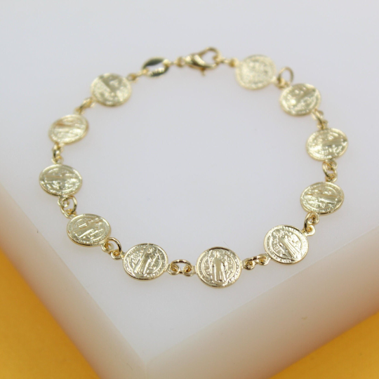 Gold & Rhodium Jesus Christ Charms Bracelet
