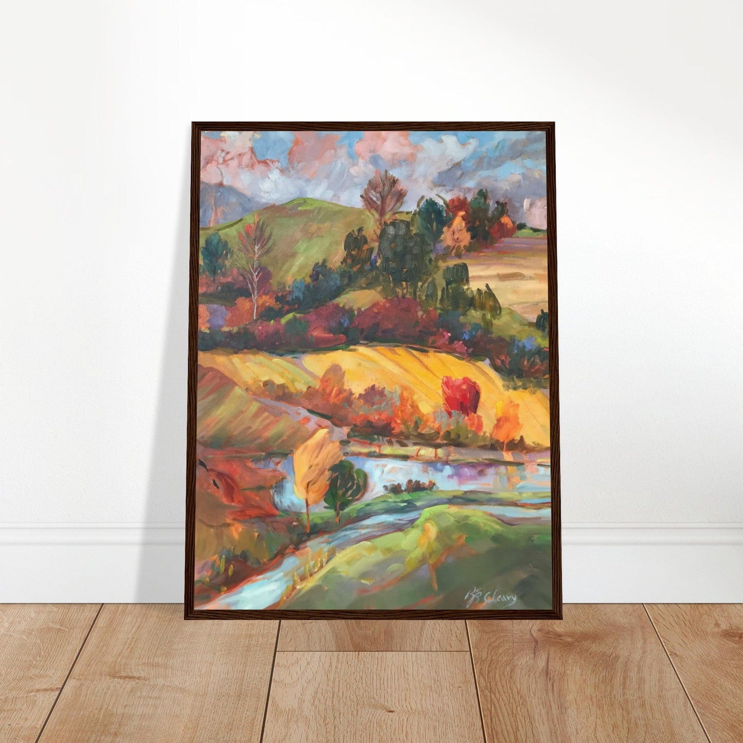 'Transitions' Landscape I 18x24 inch Wooden Framed Art Print I Original Artwork by American Artist Barbara Cleary