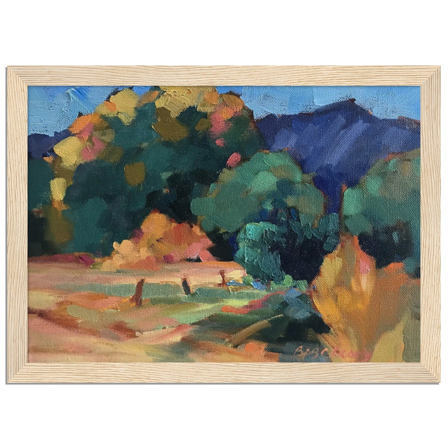 'New Mexico Meadow' Landscape I 6x8 or 8x12 inch Wooden Framed Southwest Art Print I Original Artwork by American Artist Barbara Cleary
