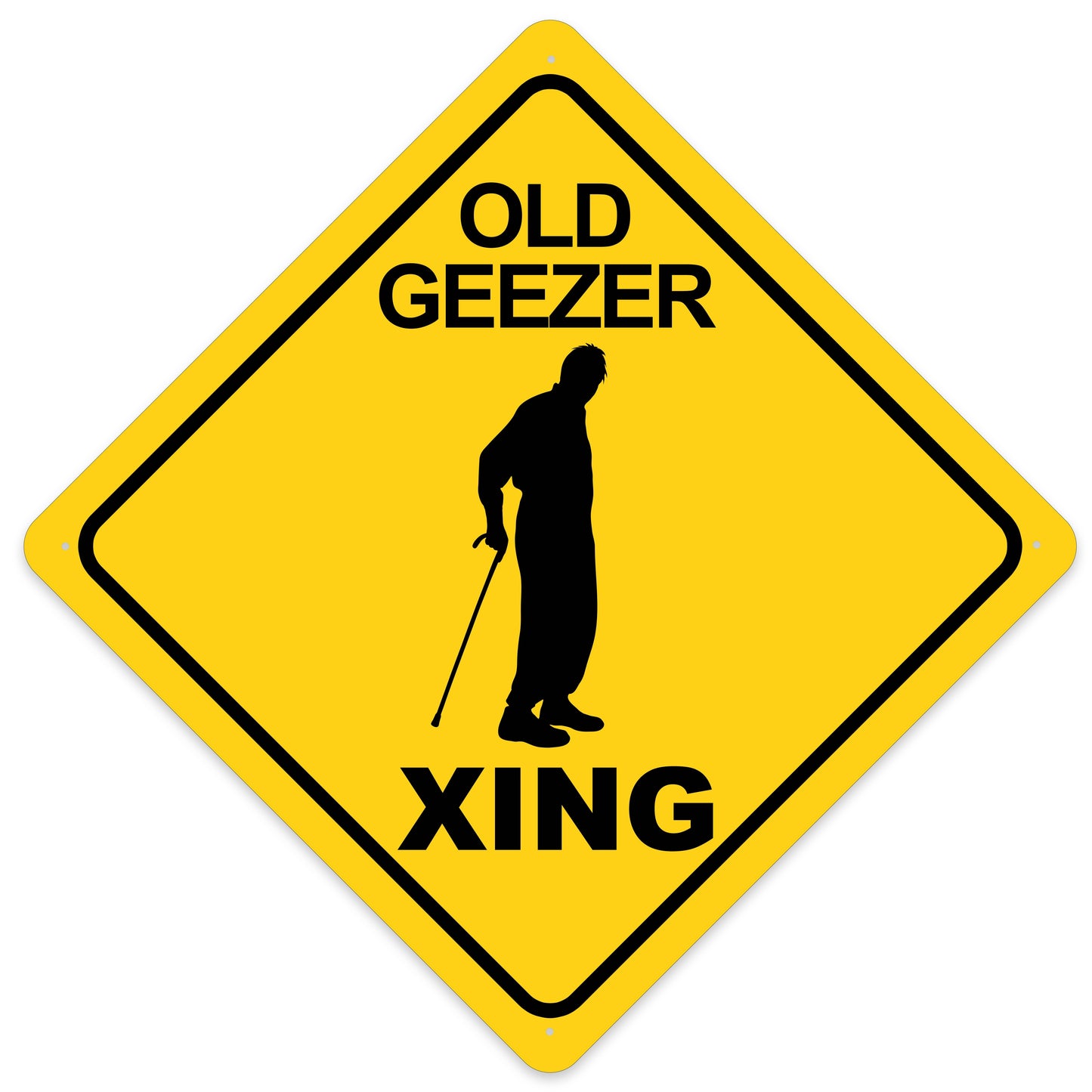 Old Geezer Crossing Sign Aluminum Indoor/Outdoor