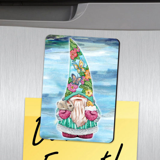 Spring Gnome Refrigerator Eco Wood Magnets Set of 3