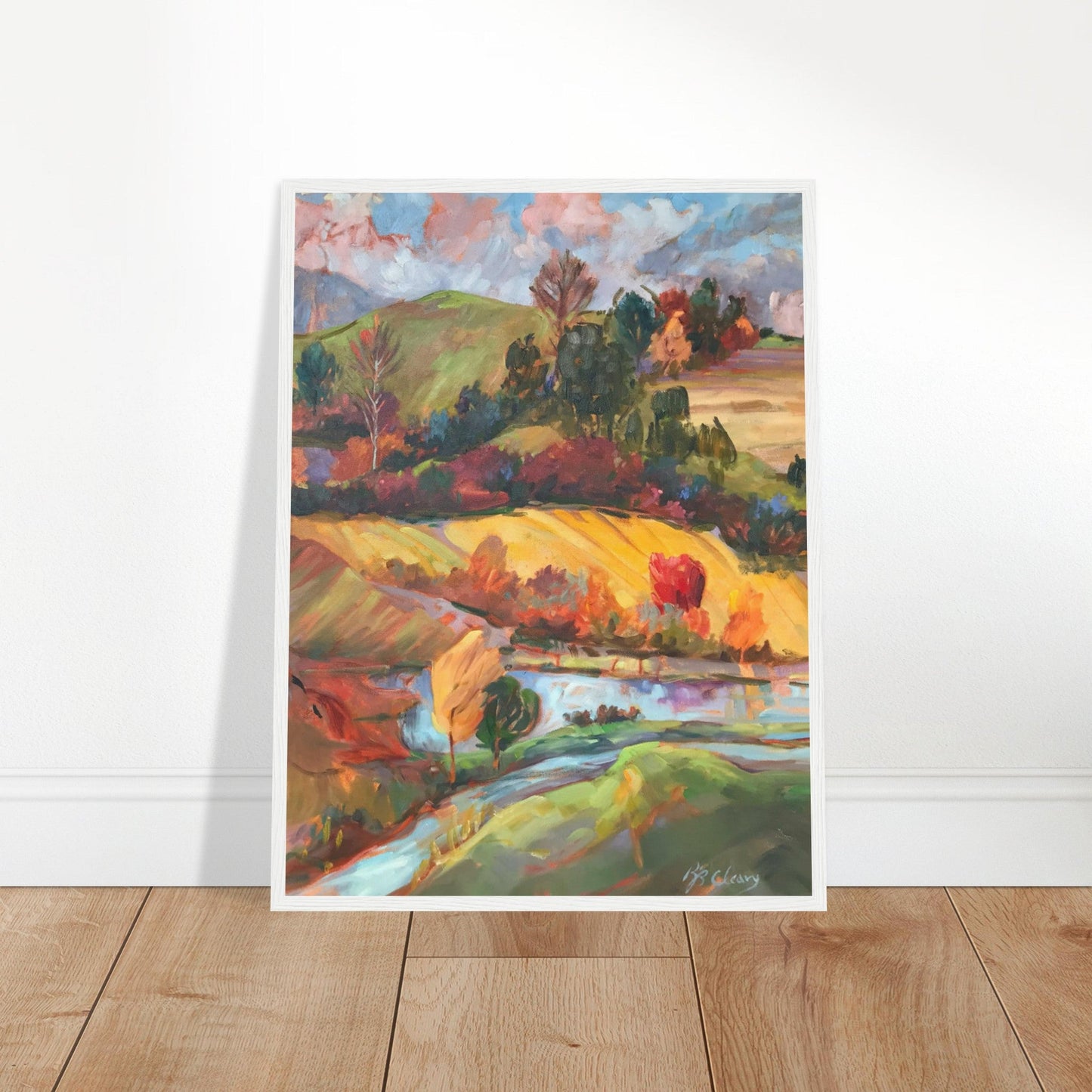 'Transitions' Landscape I 18x24 inch Wooden Framed Art Print I Original Artwork by American Artist Barbara Cleary