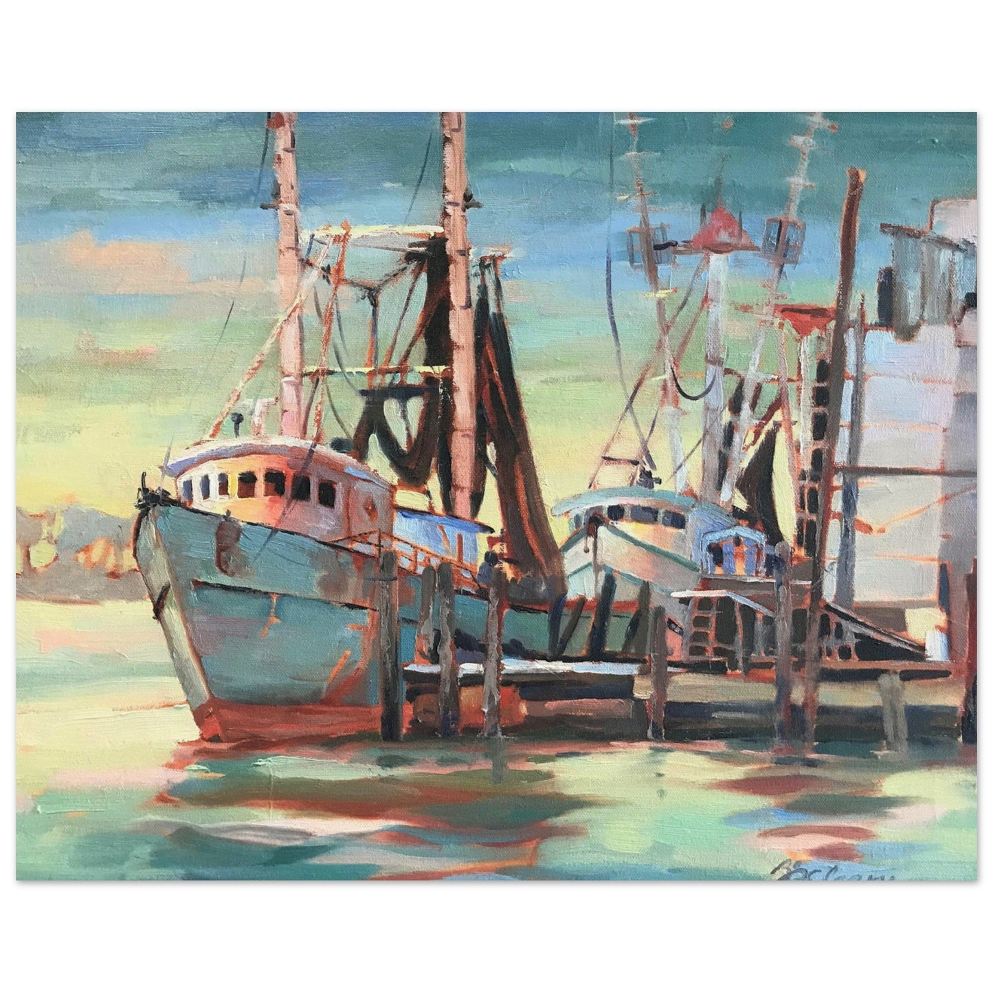'Fishing Fleet' I 16x20 Museum-Quality Matte Paper Poster | Original Artwork by American Artist Barbara Cleary