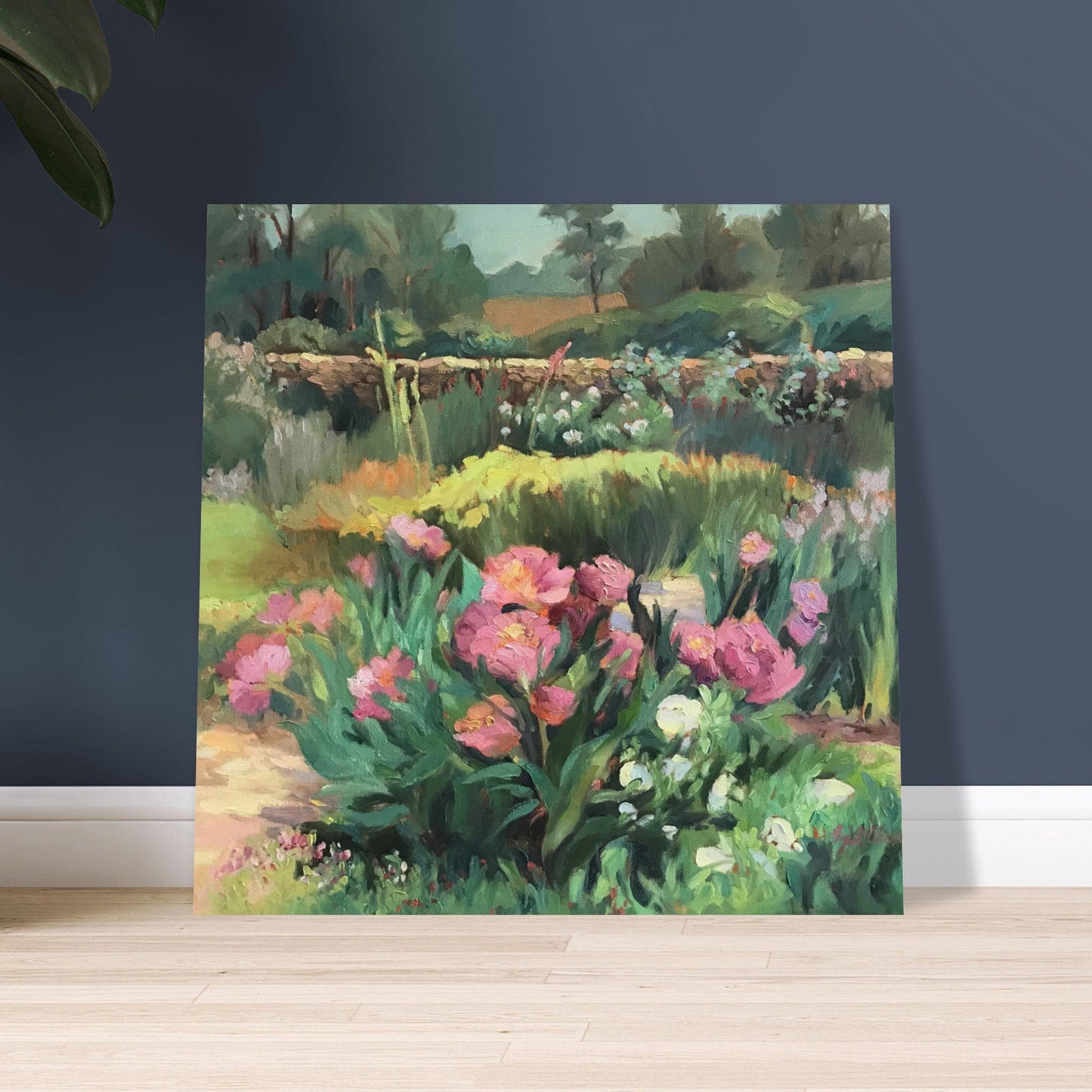 'Garden Peonies' Floral I 16x16 Museum-Quality Matte Paper Poster | Original Artwork by American Artist Barbara Cleary