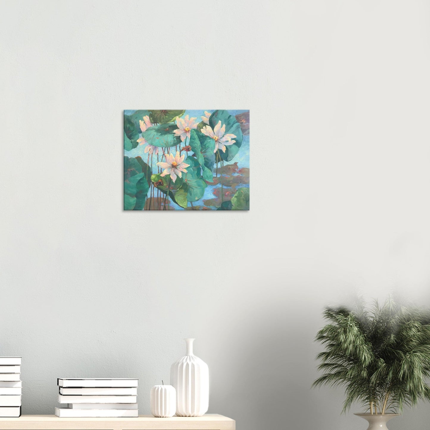 'Lily Pads' Floral I 16x20 inch Art Print on Canvas I Original Artwork by American Artist Barbara Cleary