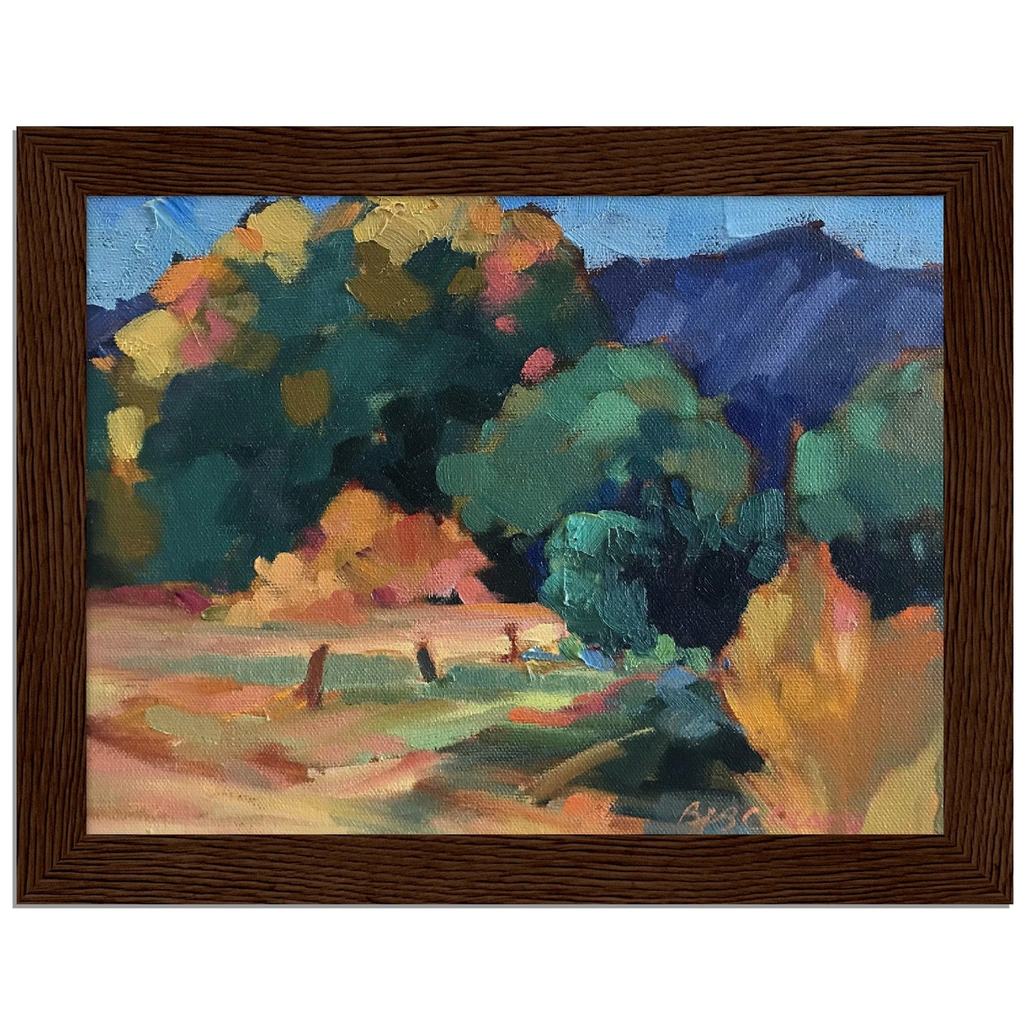 'New Mexico Meadow' Landscape I 6x8 or 8x12 inch Wooden Framed Southwest Art Print I Original Artwork by American Artist Barbara Cleary