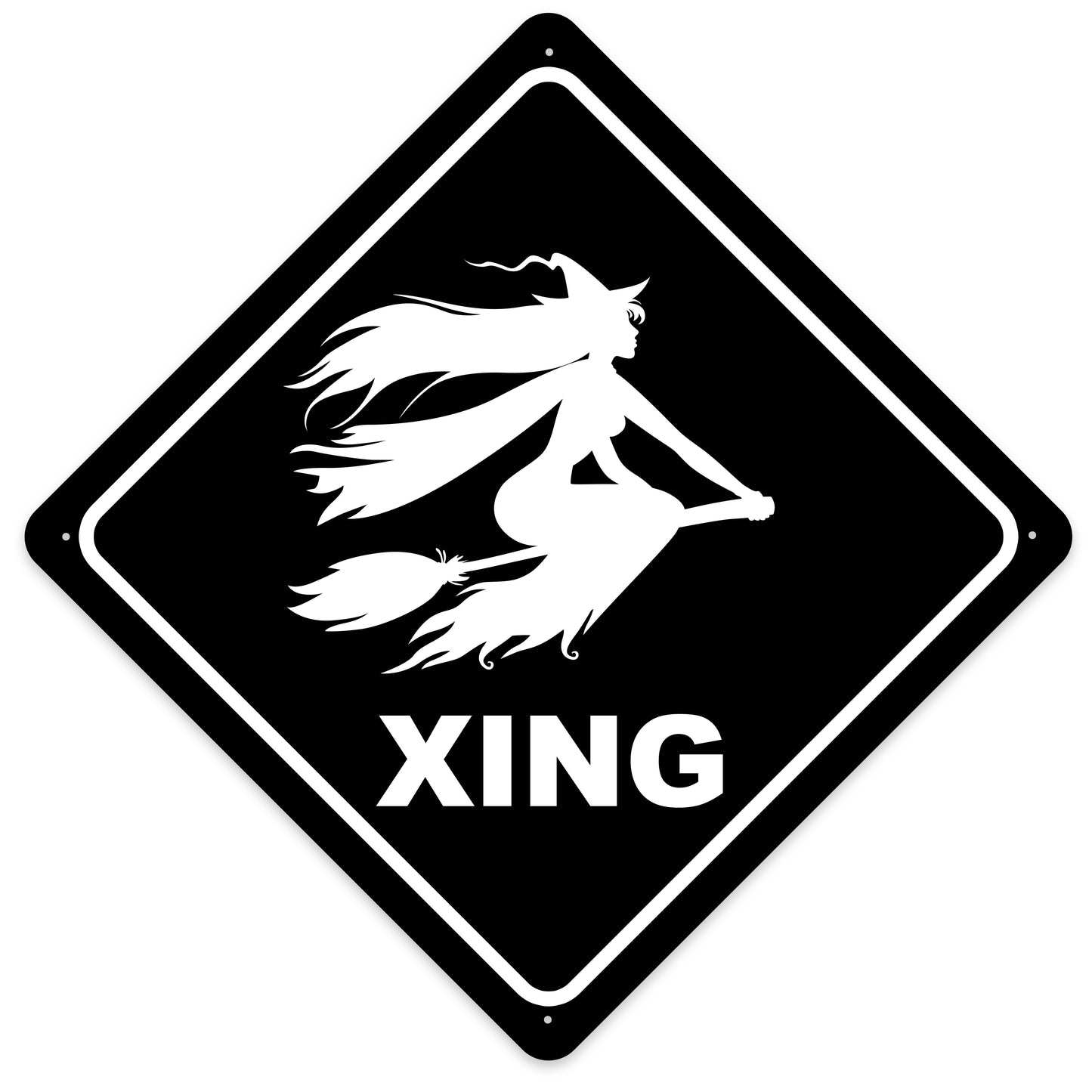 Witch Crossing Halloween Sign Aluminum Indoor/Outdoor