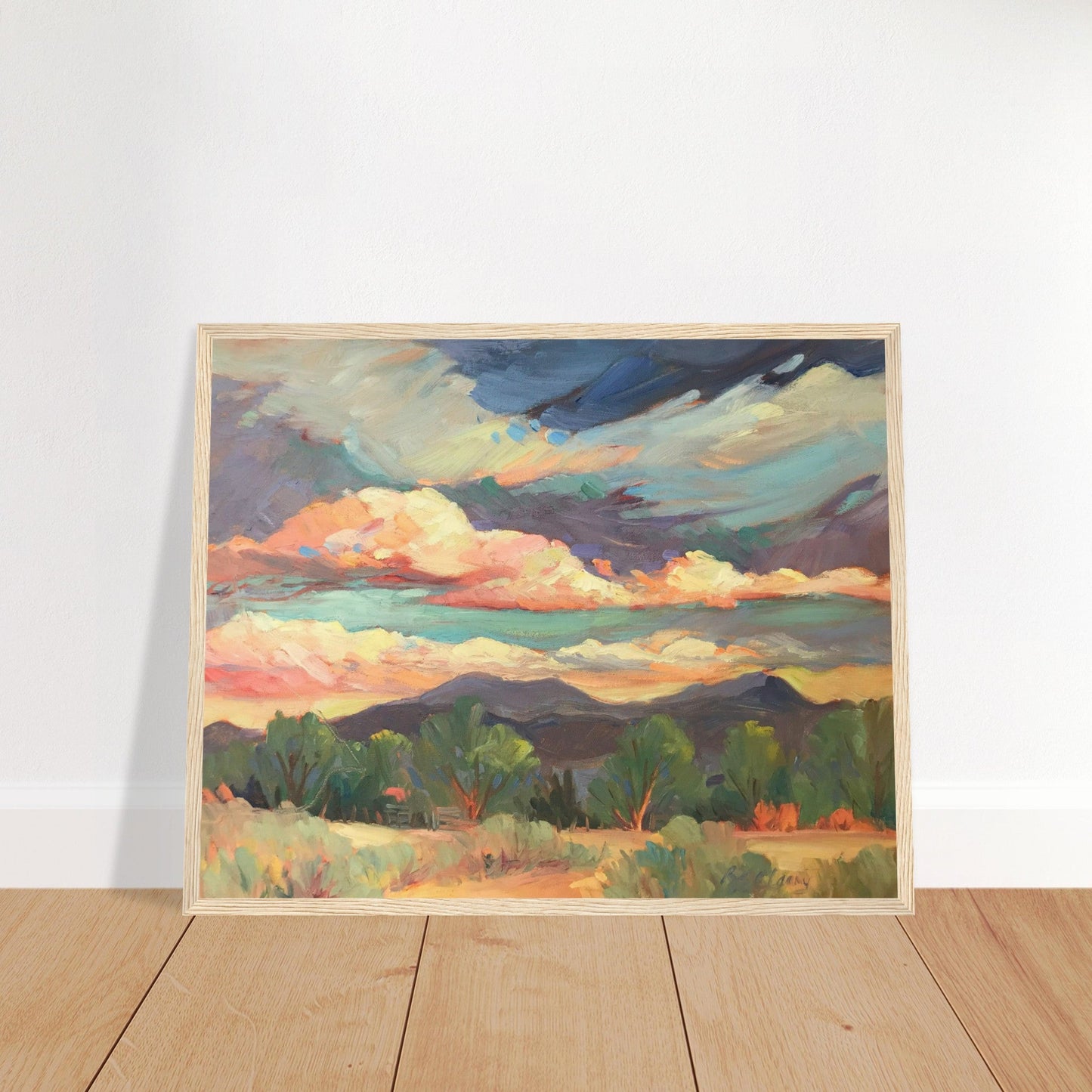 16x20 "New Mexico Sky" I Wooden Framed Art Print I Original Artwork by American Artist Barbara Cleary I F74