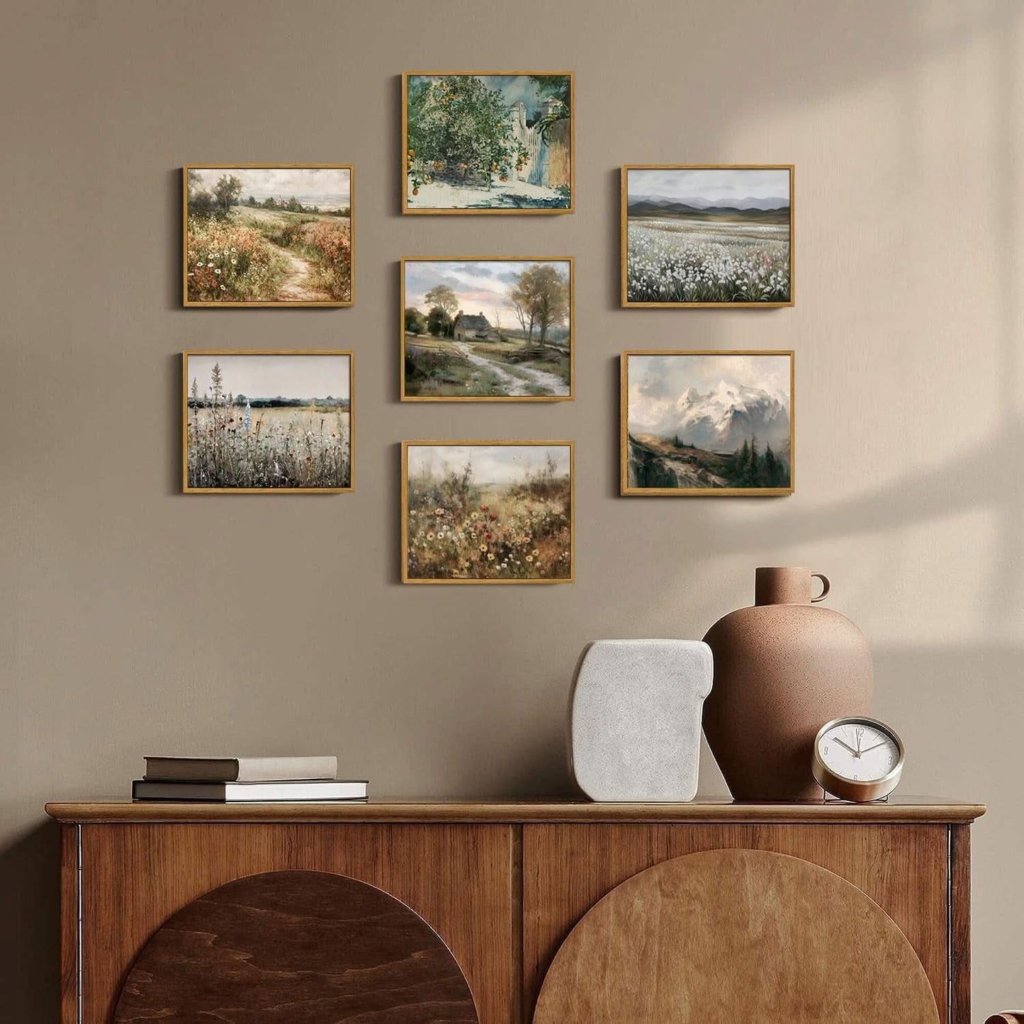 Framed Canvas Wall Art Landscape Print Wild flowers