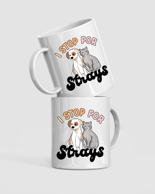 "I Stop for Strays" Ceramic Coffee Mug