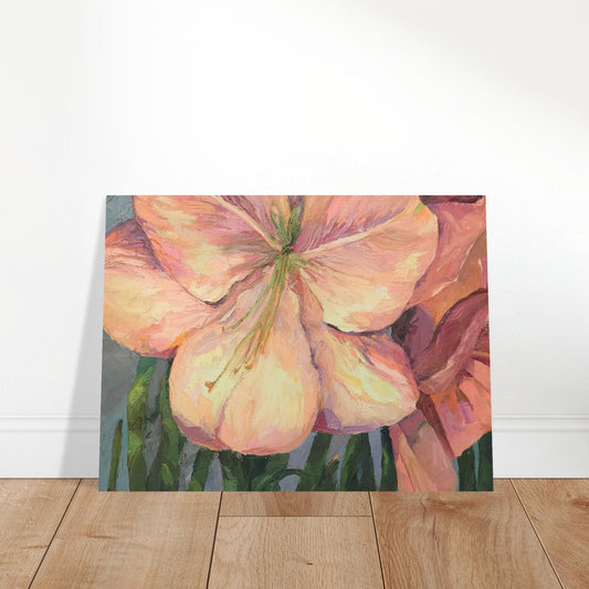 'Amaryllis 1' Floral I 18x24 Museum-Quality Matte Paper Poster | Original Artwork by American Artist Barbara Cleary