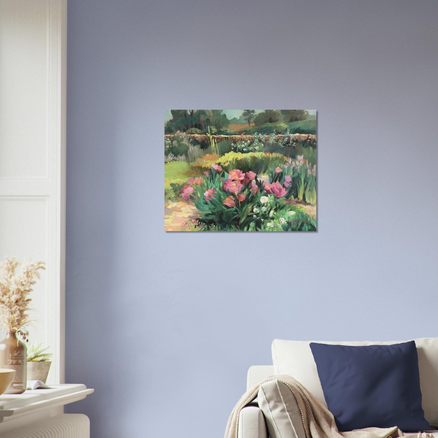 'Garden Peonies' Floral I 16x20 Museum-Quality Matte Paper Poster | Original Artwork by American Artist Barbara Cleary
