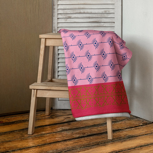 Greek Evil Eye Aphrodite Pink Summer Beach Towel
