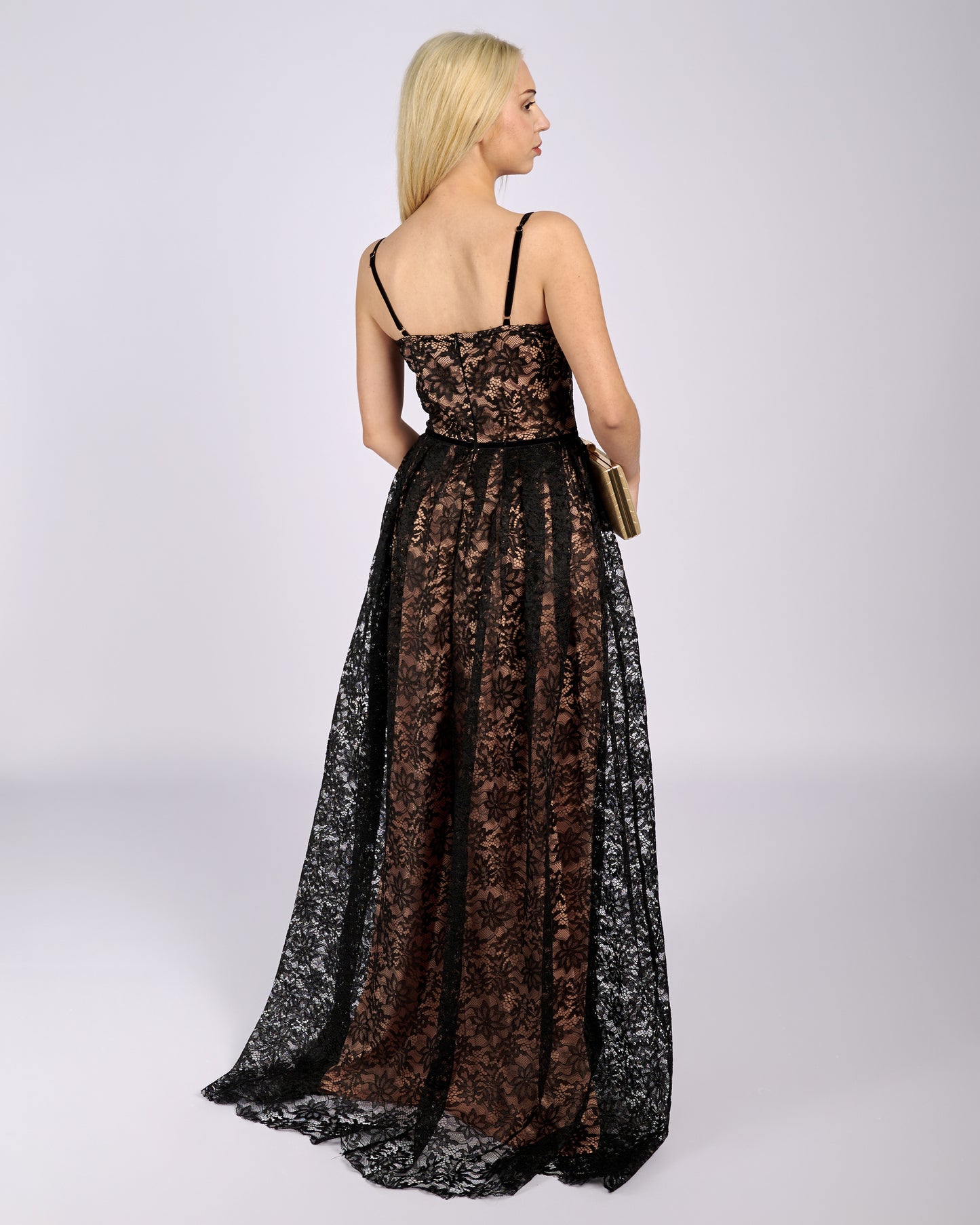 Stefania Black Floral Lace Maxi Dress Evening Dresses Stefania Black Floral Lace Maxi Dress