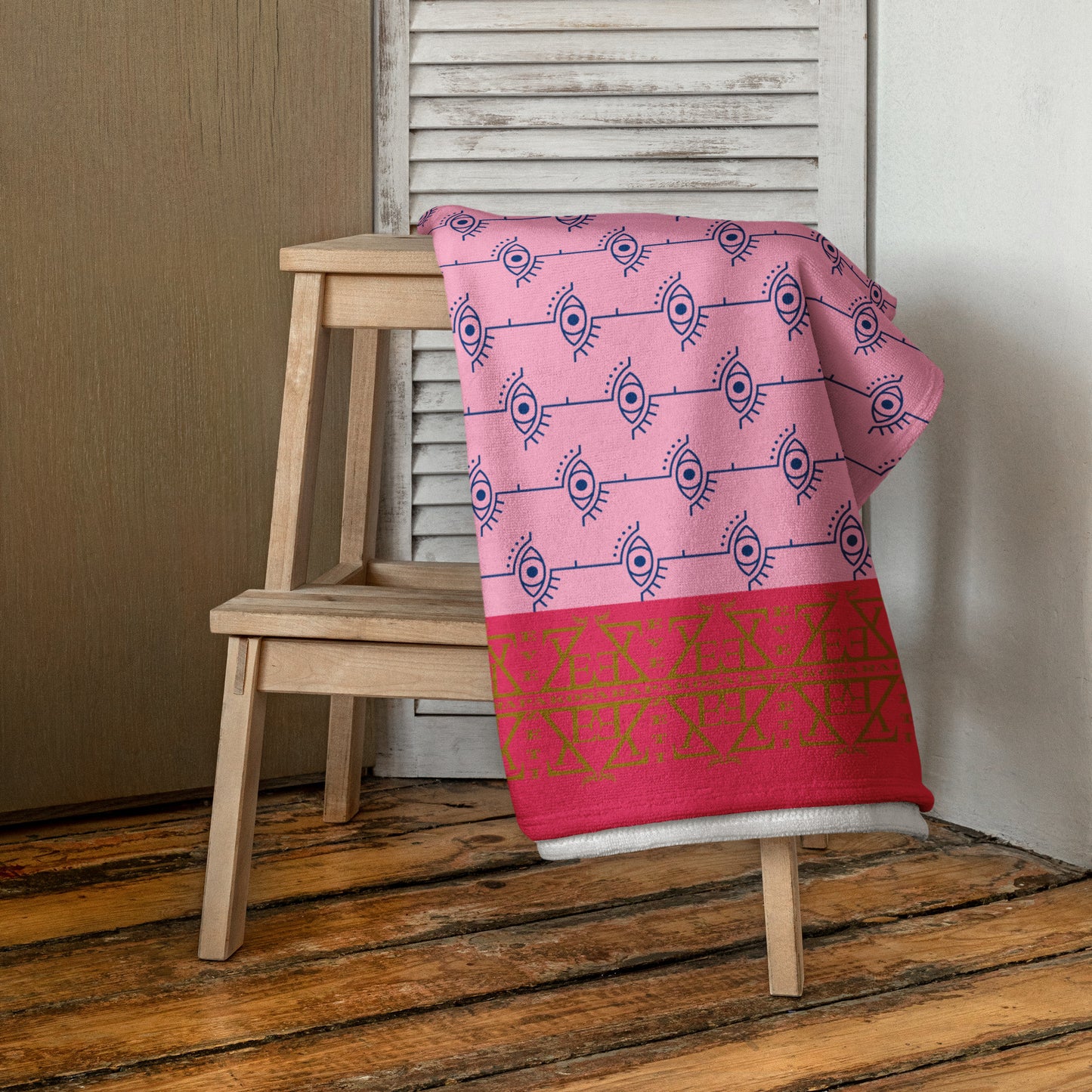 Greek Evil Eye Aphrodite Pink Summer Beach Towel